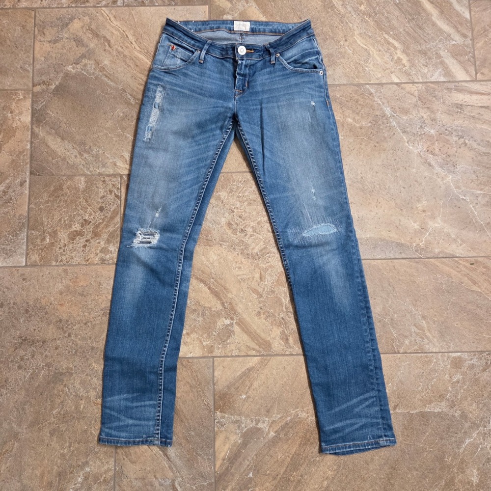 Hudson Jax Boyfriend Skinny Jeans Distressed‎ Blue Women's Size 24